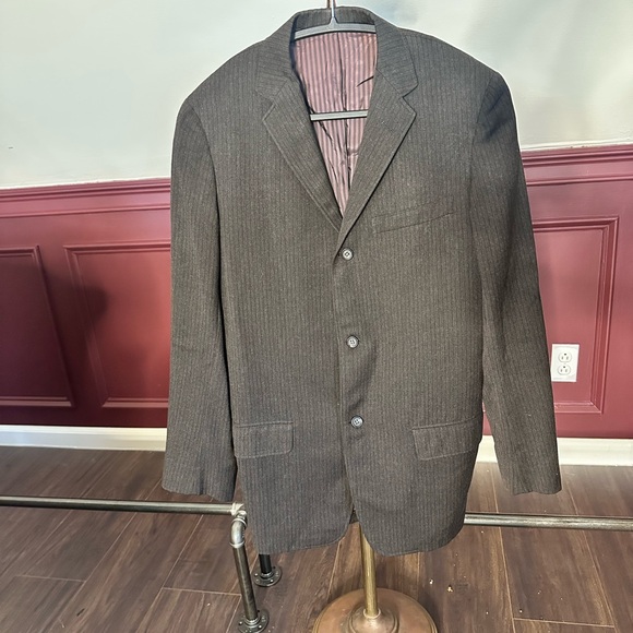 RARE VINTAGE Roger Kent brown pinstriped MiUSA blazer jacket